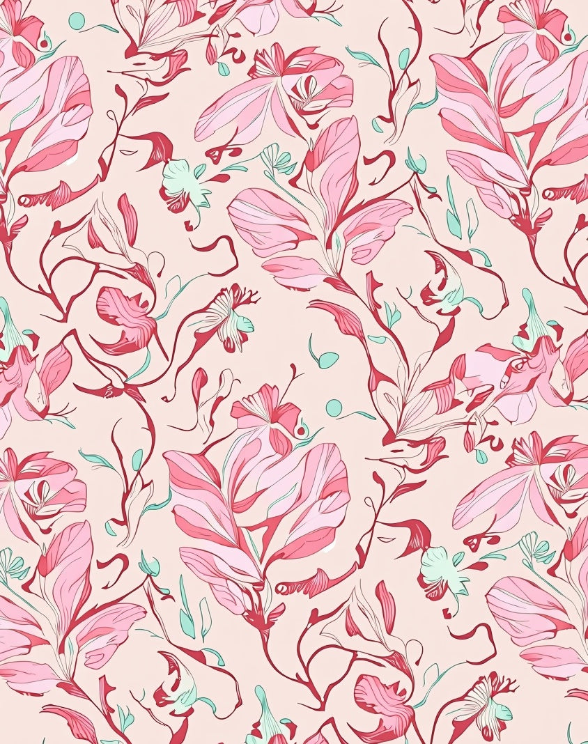 Soft Pink Floral Vine Pattern Rug