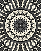 Radiating Monochrome Mandala Pattern Rug