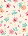 Whimsical Floral Palm Leaf Pattern Rug