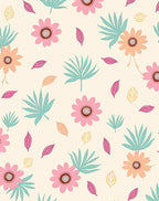 Whimsical Floral Palm Leaf Pattern Rug