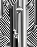 Bold Black White Abstract Maze Rug