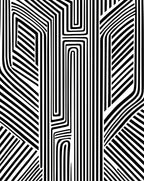Bold Black White Abstract Maze Rug