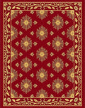 Floral Medallion Red Gold Pattern Rug