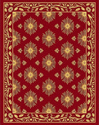 Floral Medallion Red Gold Pattern Rug