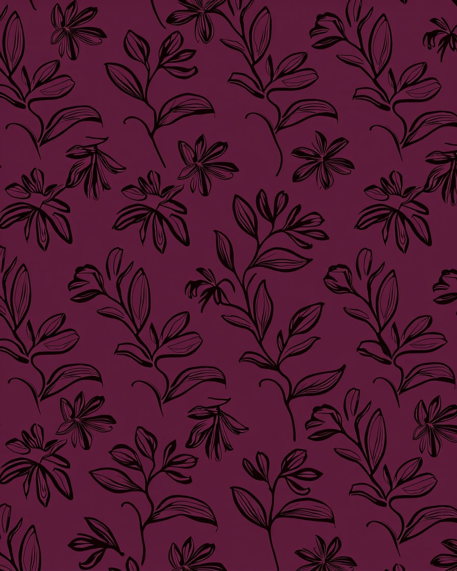 Stylized Floral Botanical Sketch Print Rug