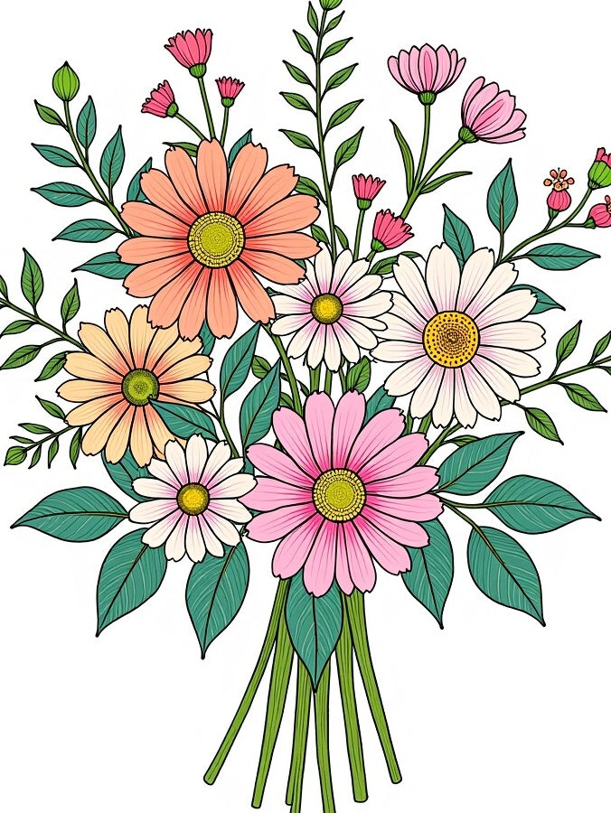Vibrant Floral Pattern Arrangement Rug