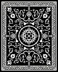 Black White Ornate Scroll Pattern Rug