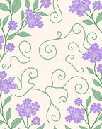 Purple Floral Swirl Garden Design Rug