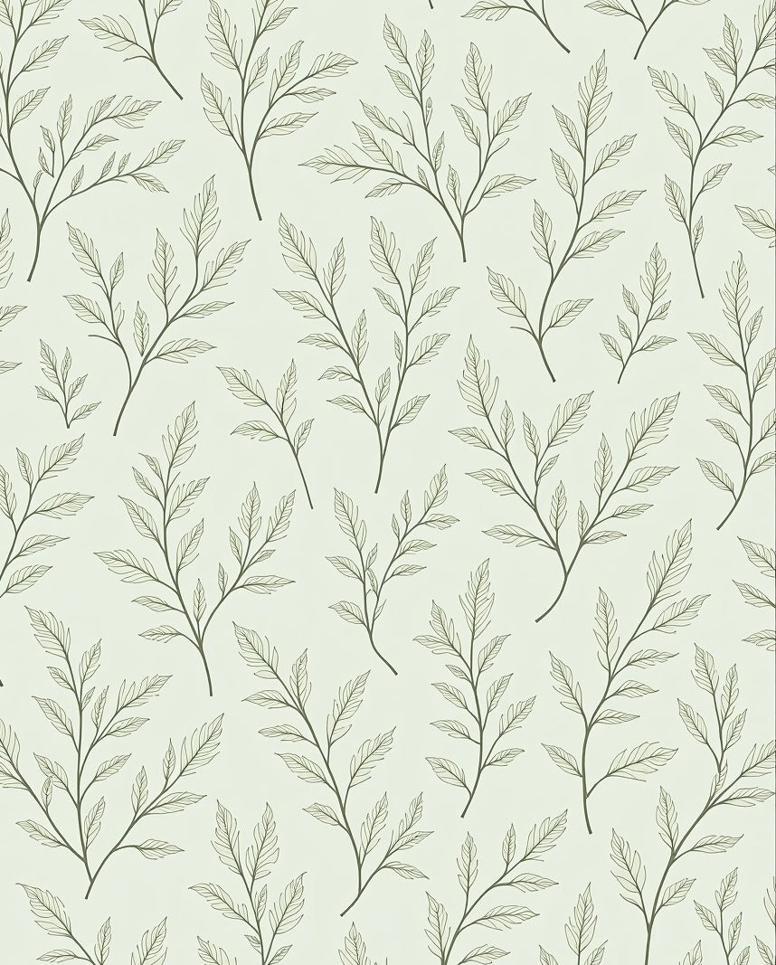 Delicate Leafy Branch Pattern Rug