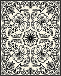 Floral Vine Scrollwork Pattern Rug