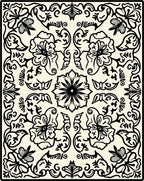 Floral Vine Scrollwork Pattern Rug