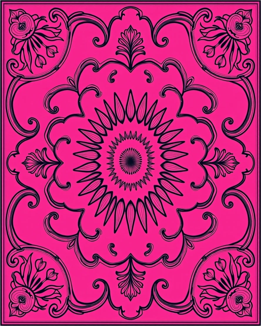 Vibrant Floral Mandala Pattern Rug