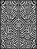Bold Black Abstract Maze Pattern Rug