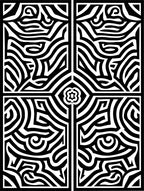 Bold Black Abstract Maze Pattern Rug