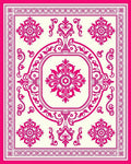 Hot Pink Floral Medallion Border Rug