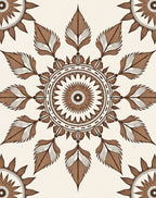 Brown Leaf Mandala Patterned Rug