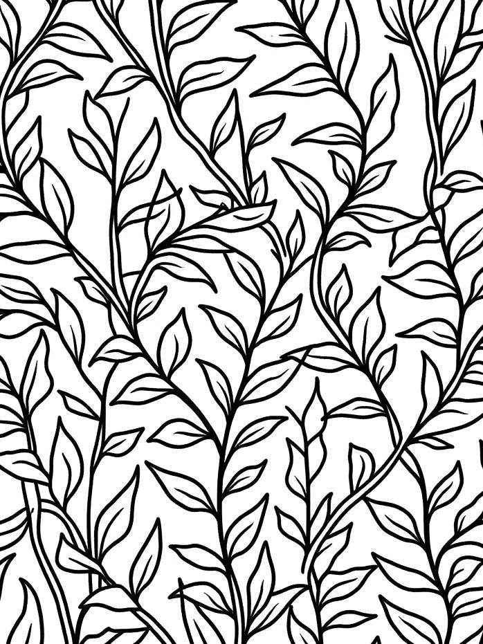 Elegant Vine Leaf Patterned Design Rug