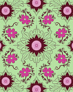 Vibrant Fuchsia Floral Medallion Composition Rug