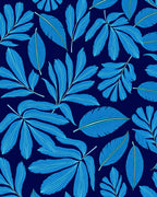 Aesthetic Blue Tropical Palm Leaves Pattern Rug