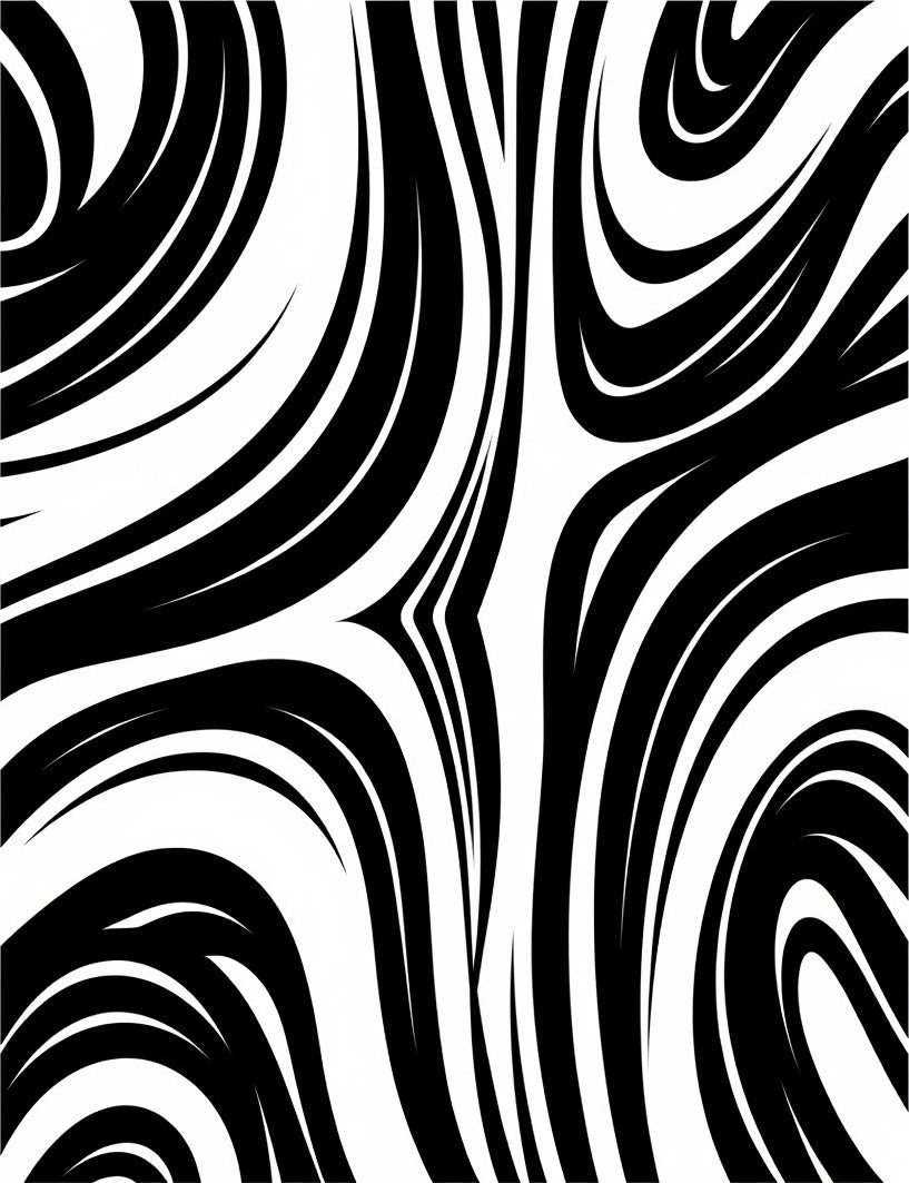 Dramatic Black White Swirl Pattern Rug
