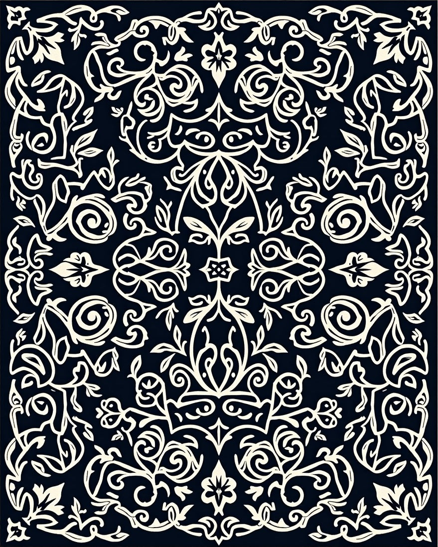 Classic Floral Scrollwork Pattern Rug