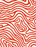 Bold Red Wavy Lines Design Rug