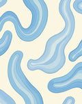 Abstract Blue Wavy Organic Lines Rug