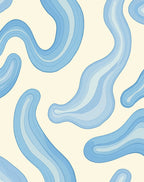 Abstract Blue Wavy Organic Lines Rug