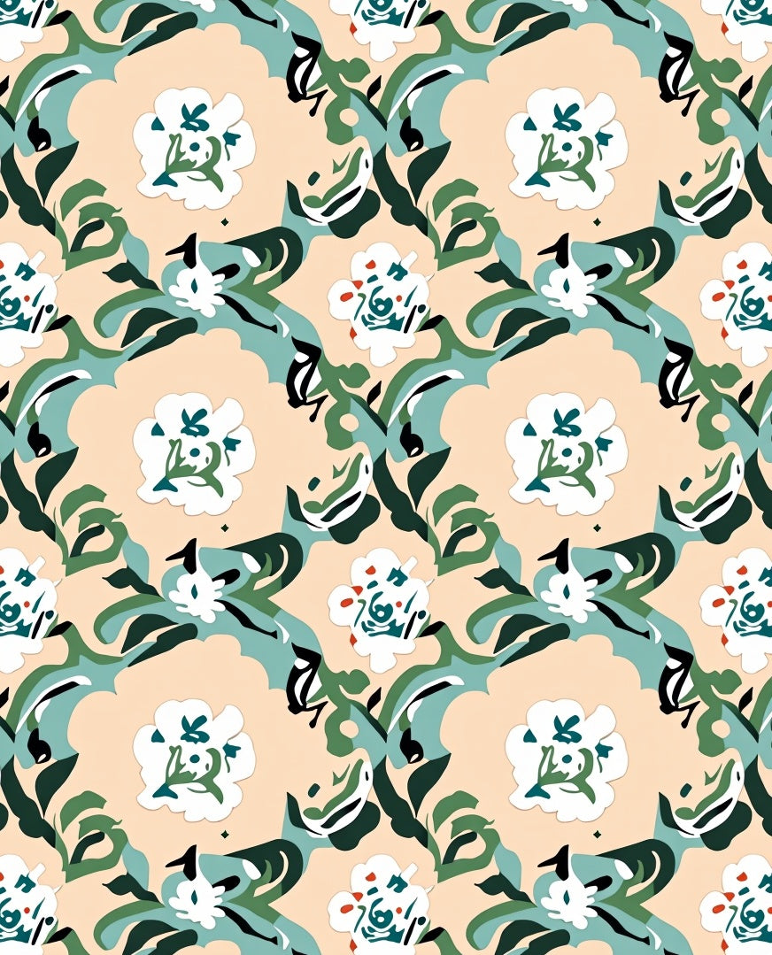 Modern Floral Leaf Abstract Pattern Rug