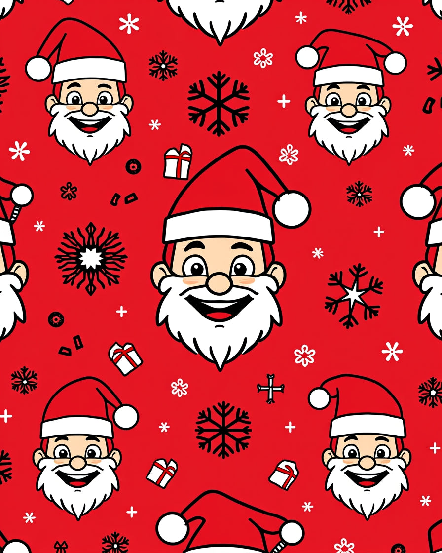 Cheerful Santa Claus Snowflakes Gift Red Rug