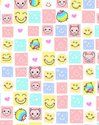 Cute Smiling Faces Patchwork Design Rug