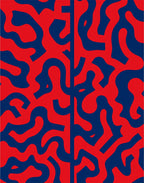 Abstract Red Blue Wavy Pattern Rug