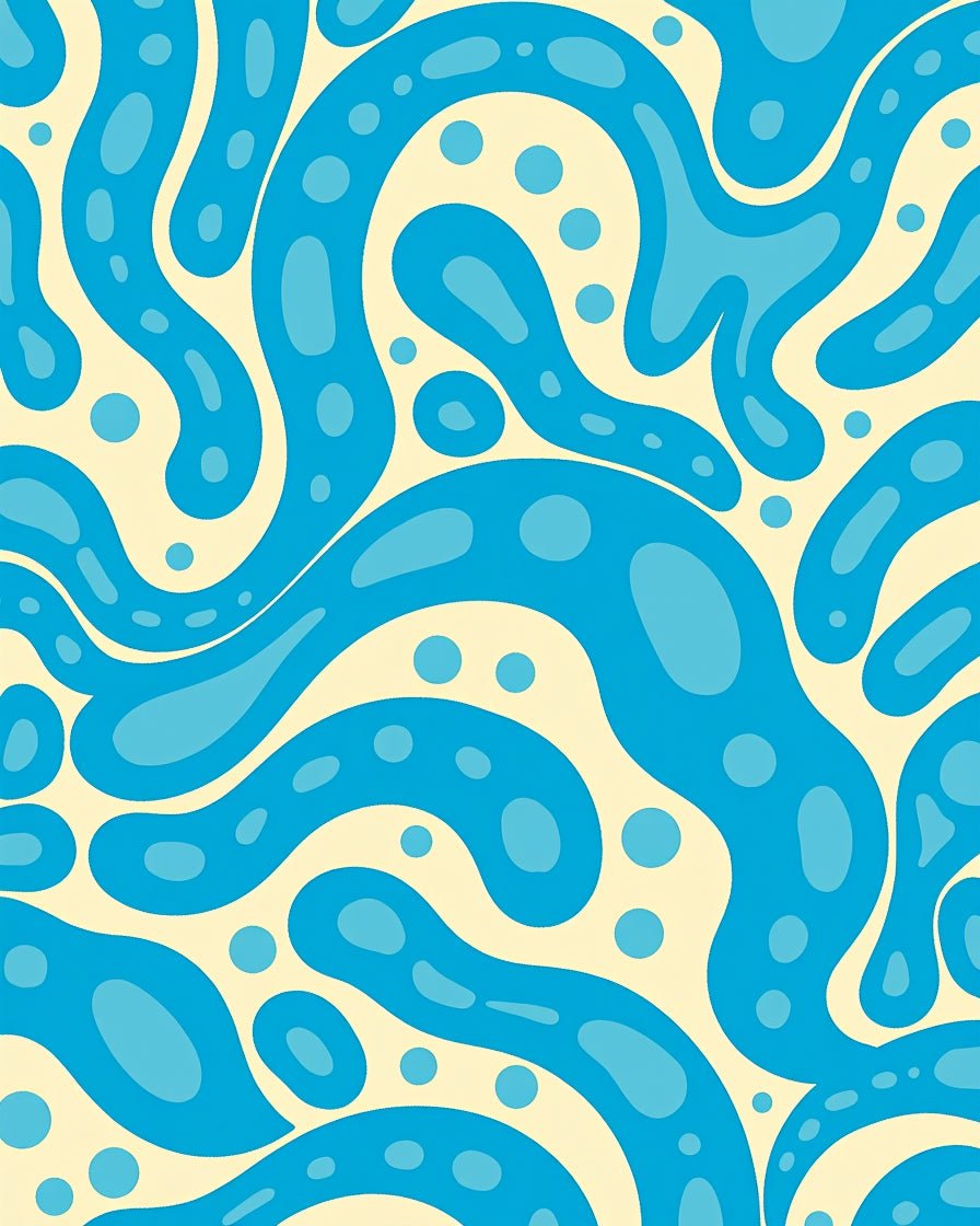 Abstract Blue Fluid Blob Ripples Rug