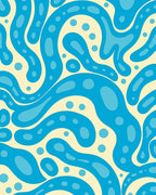 Abstract Blue Fluid Blob Ripples Rug