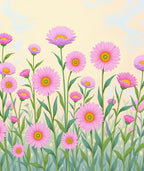 Pink Daisy Field Pattern Rug