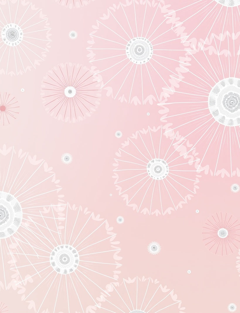 Pale Pink Dandelion Floral Pattern Rug