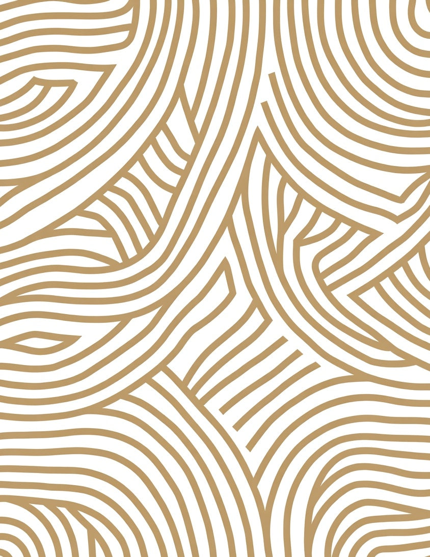 Abstract Wavy Gold Lines Rug