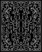 Symmetrical Line Art Floral Pattern Rug