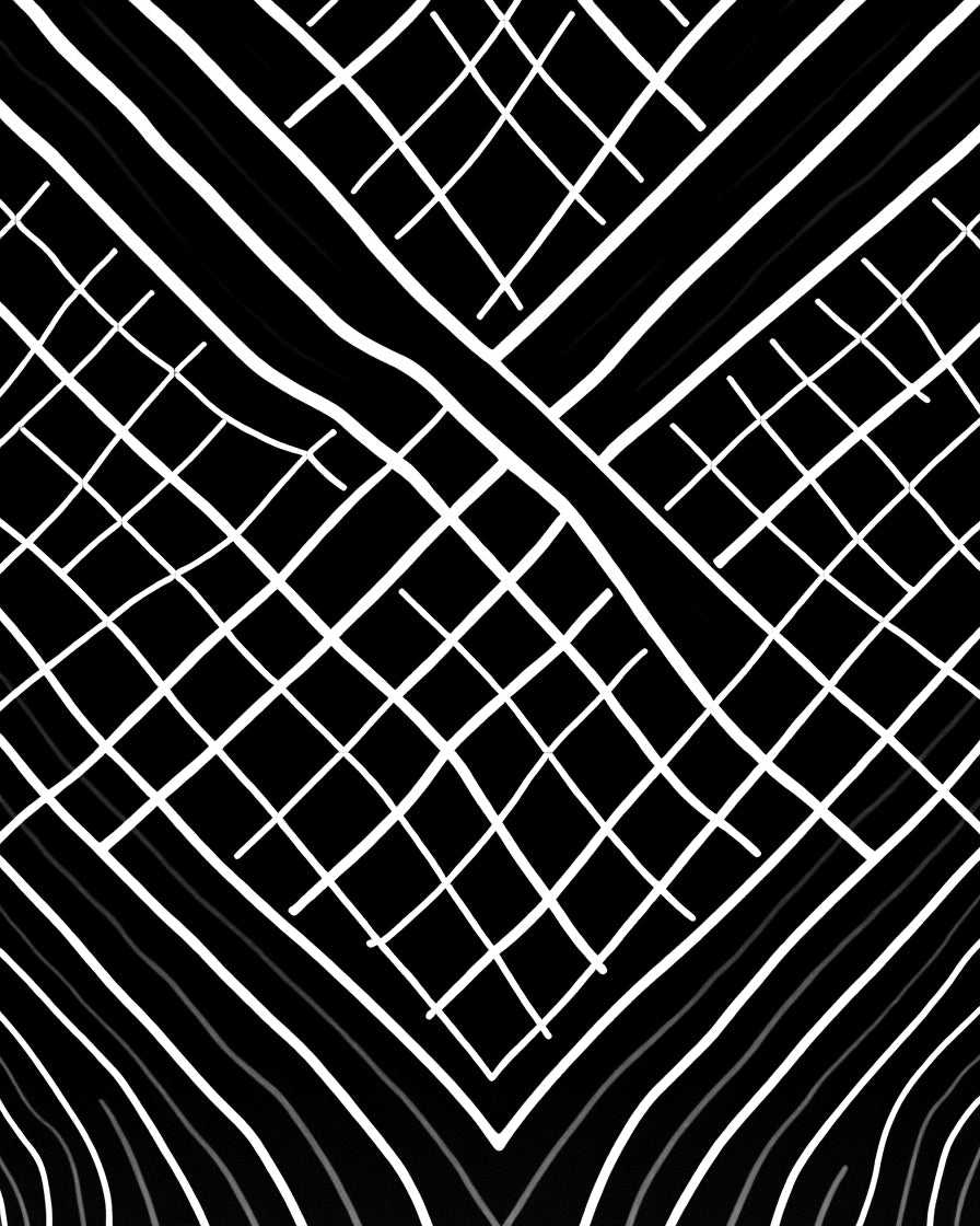 Black White Grid Stripes Pattern Rug