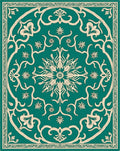 Ornate Teal Floral Medina Design Rug
