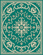 Ornate Teal Floral Medina Design Rug