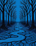 Dark Forest Winding River Path Rug