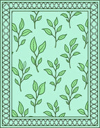 Leafy Vine Mint Pattern Rug