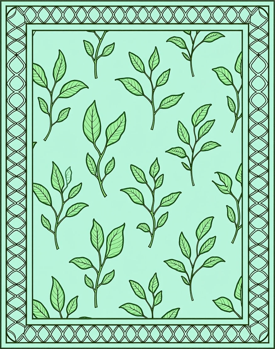 Leafy Vine Mint Pattern Rug