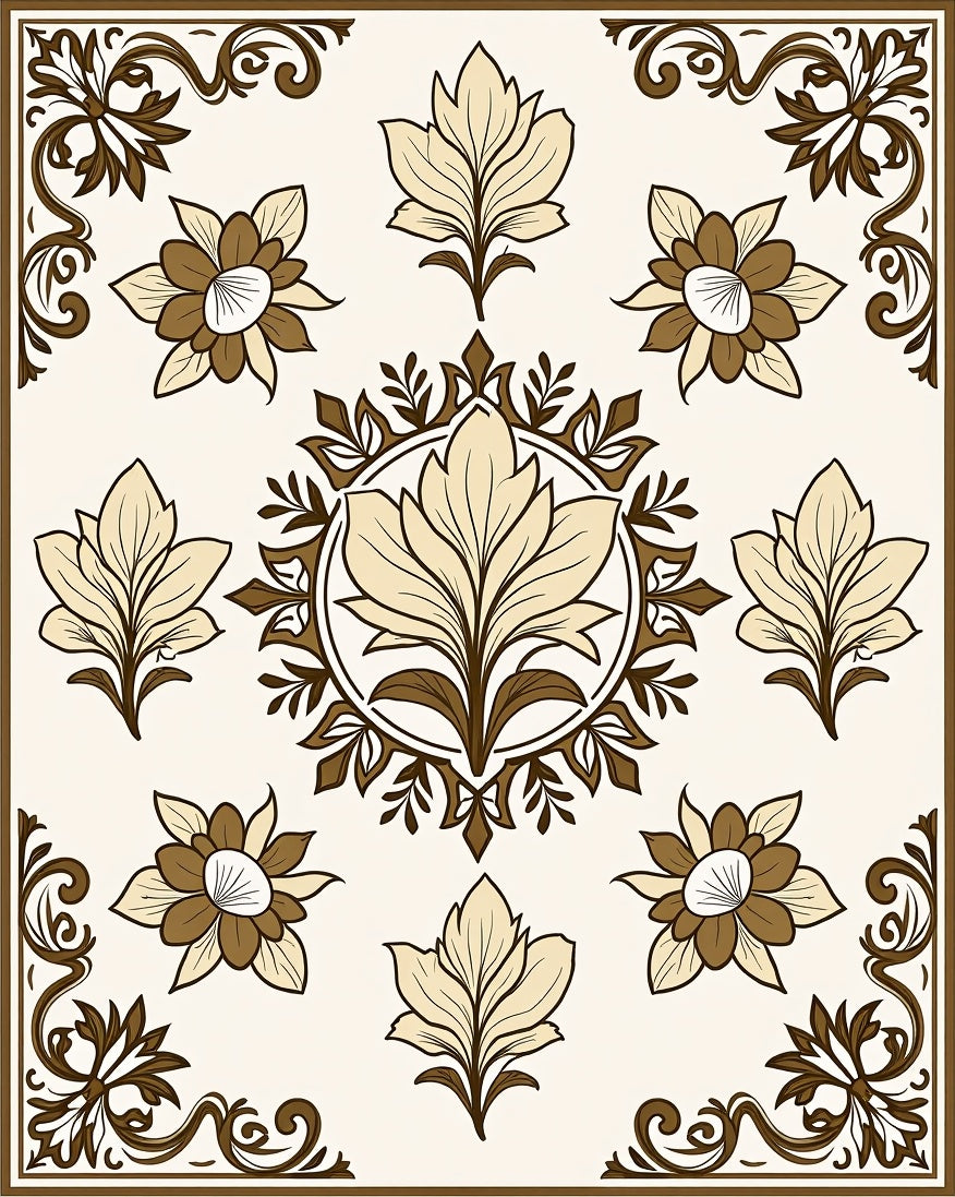Vintage Floral Medallion Pattern Rug