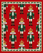 Festive Red Nutcracker Soldiers Border Rug