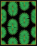 Green Palmetto Leaf Patterned Rug