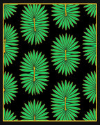 Green Palmetto Leaf Patterned Rug