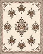 Classic Floral Scrollwork Mandala Design Rug