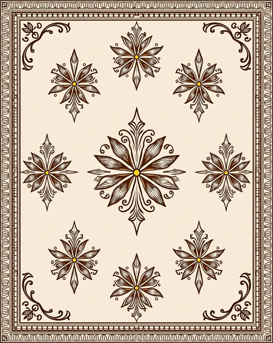 Classic Floral Scrollwork Mandala Design Rug